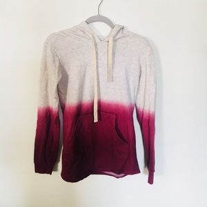 Ombré grey to maroon hoodie